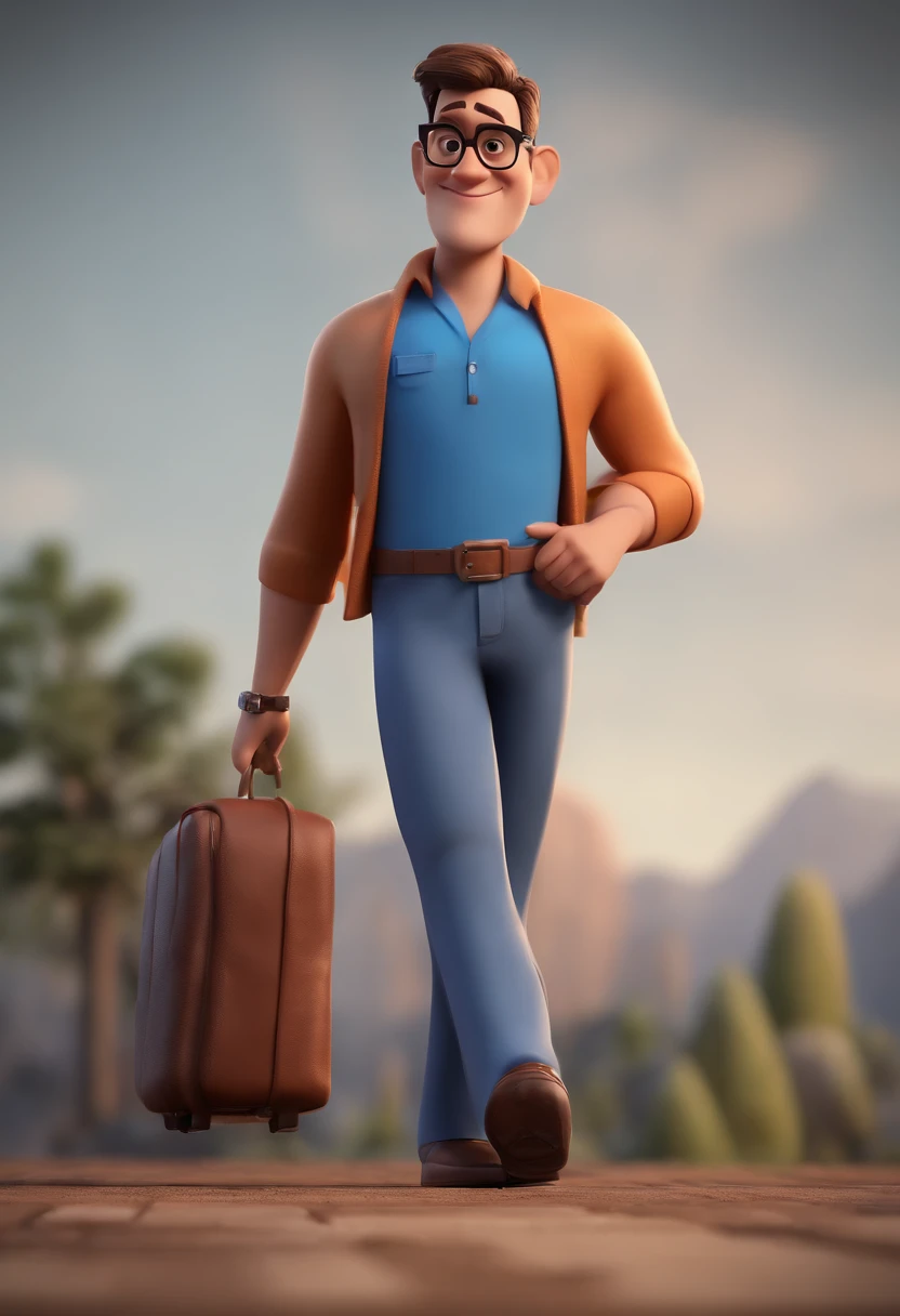 Cartoon character of a man with black glasses and a blue shirt, animation character, Caractere estilizado, animation style rendering, 3D estilizado, Arnold Maya render, 3 d render stylized, toon render keyshot, Personagem 3D, Personagem 3D, 3d rendering stylized, 3 d character render, personagem de desenho animado, Personagem de close up, Pose de personagem, (Estilo Pixar) (master part:1.2) (Bokeh) (best quality) (pele detalhada) (textura detalhada) (8k) (argila) (Cinematic lighting) (foco nítido