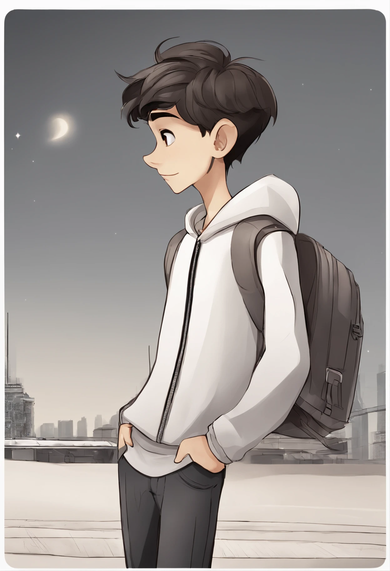 Create a cartoon style avatar of a 14 year old boy with an adventurous style, this boy is Caucasian