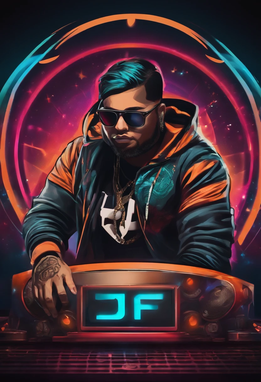 dj style logo ,written DJ Farruko,