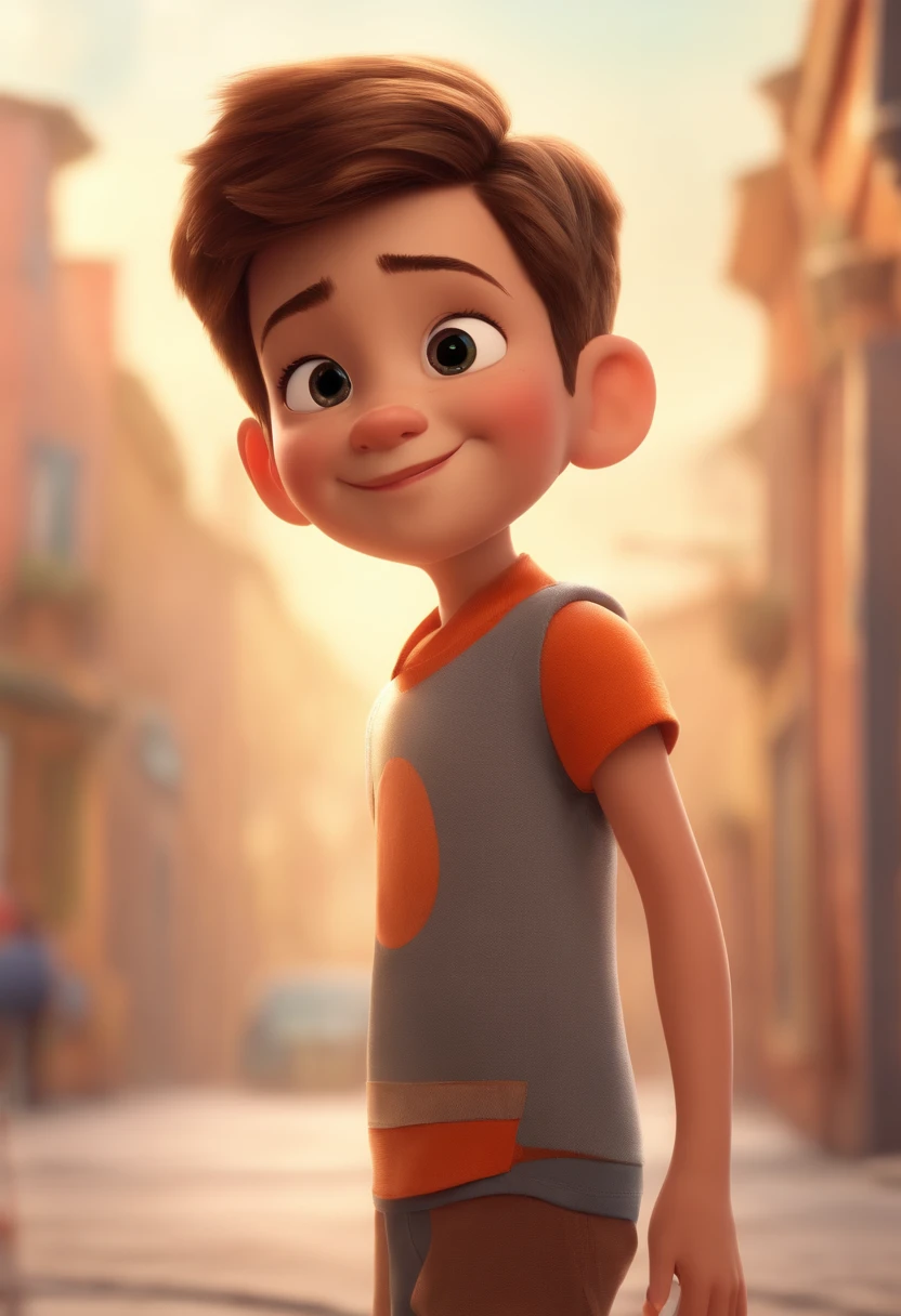 a happy cute ??? standing short hair, vestindo uma fantasia espacial, , fundo branco, barnet, Tom, Estilo Pixar, ....3d, desenhos animados, rosto detalhado, asymmetrical 16k