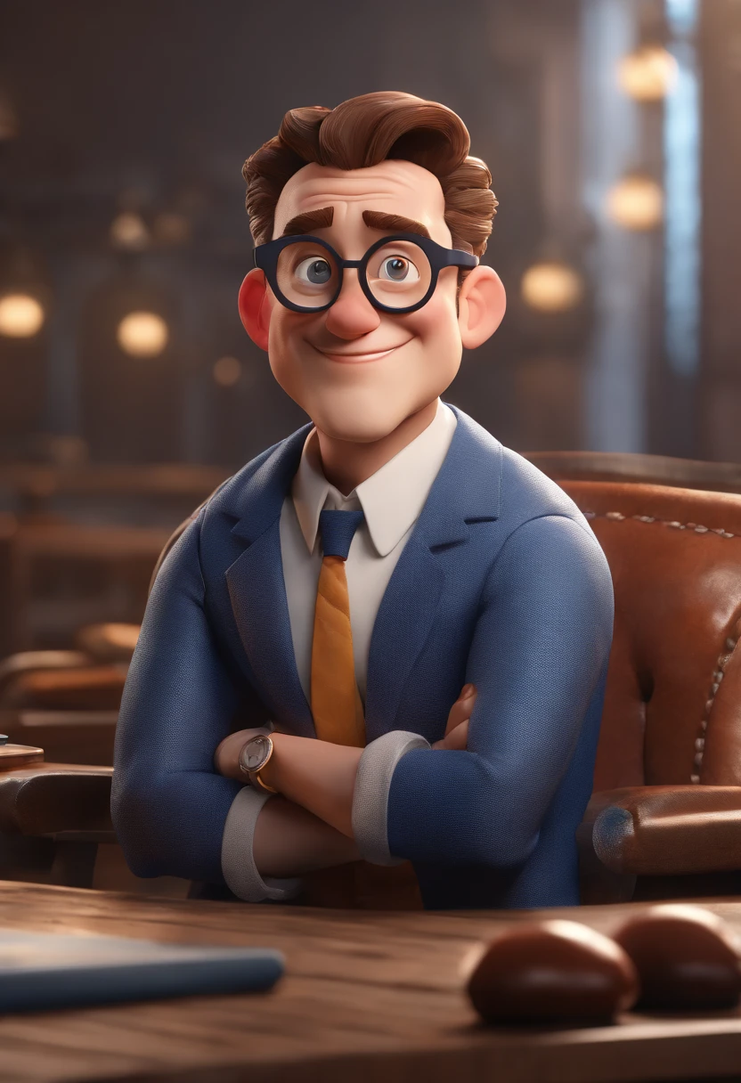 A Man in Disney Pixar Style Glasses, alta qualidade, melhor qualidade