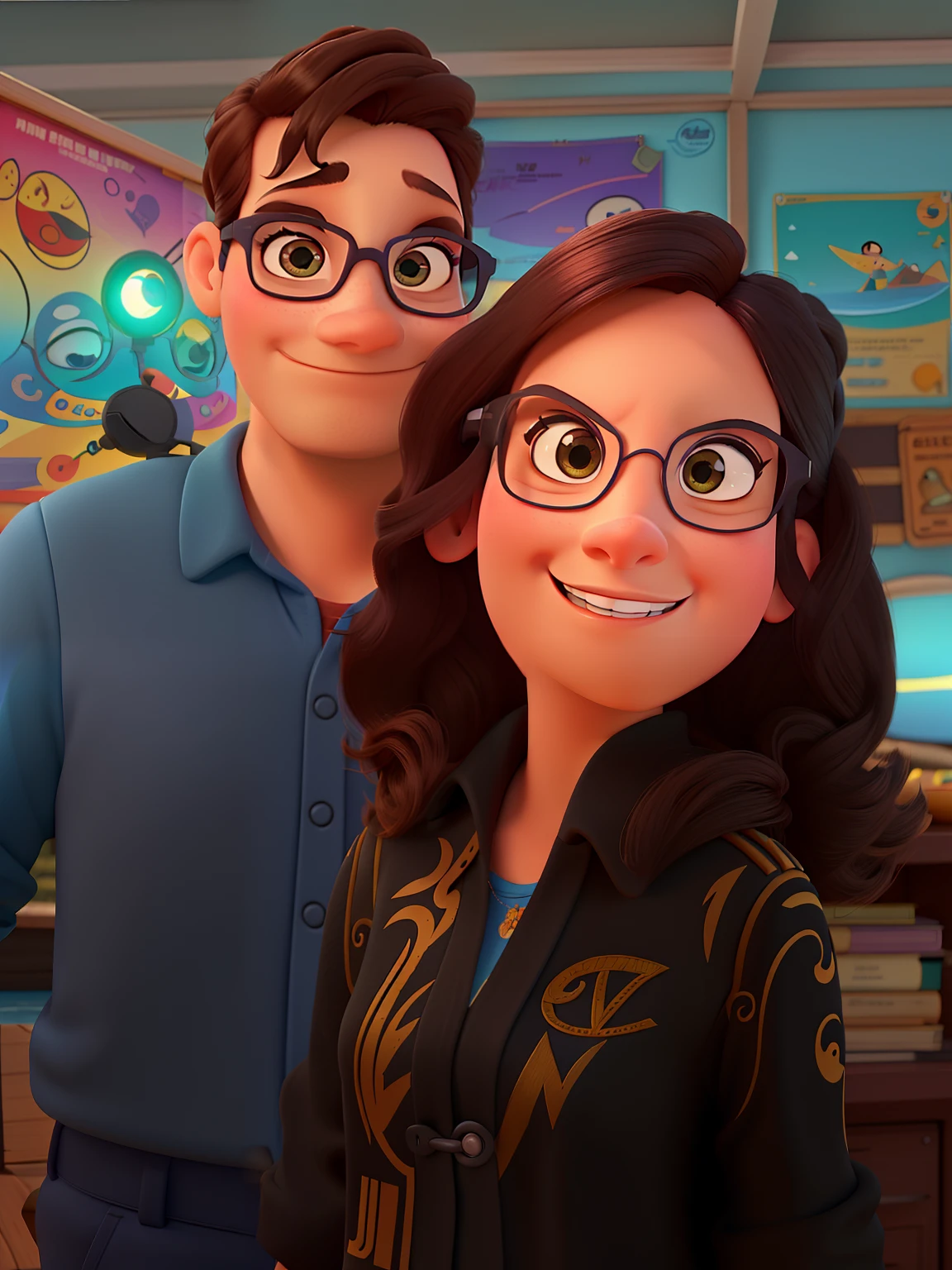 poster no estilo disney pixar, uma mulher branca de oculos de sol, estilo disney pixar, alta qualidade, melhor qualidade