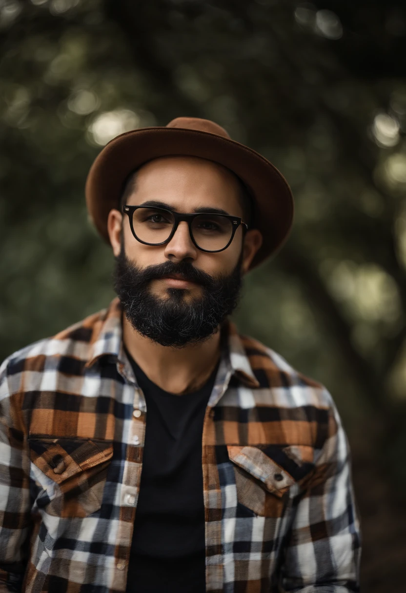 Man with glasses and beard wearing a checkered shirt, david rios ferreira, Fotografia selfie 8k, icaro carvalho, Foto realista, Carmelo Blandino, imagem de qualidade muito baixa, foto de perfil profissional, ignacio fernandez rios, imagem de perfil, andres rios, Directed by: Alejandro Obregon
