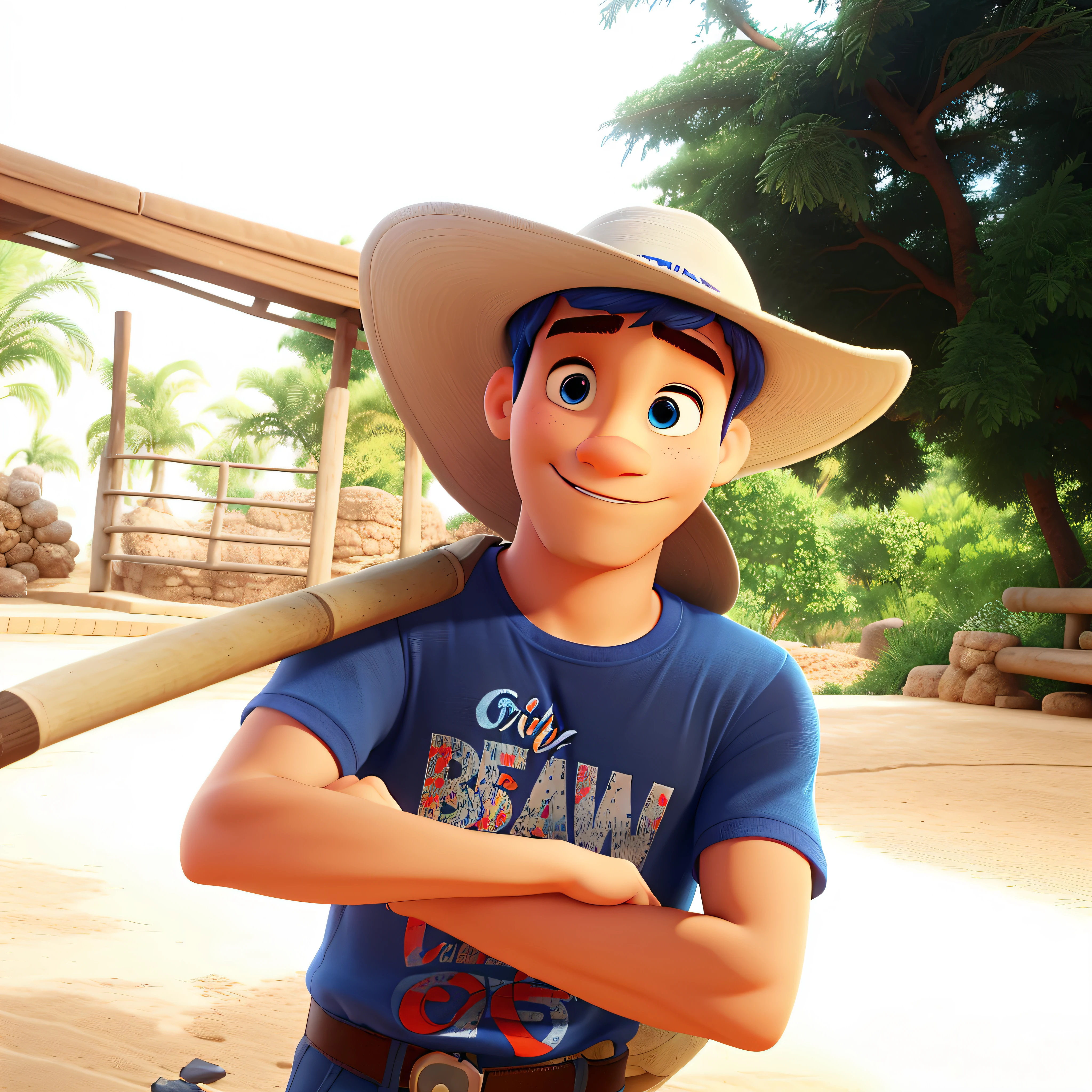 Um homem branco dos olhos azul estilo disney pixar, alta qualidade, melhor qualidade