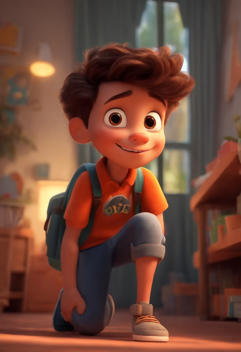 Image of a boy for a story in a YouTube video in Pixar format, He's the little allabester, He's the class leader, He's outgoing, Playful and gets up for a lot of things