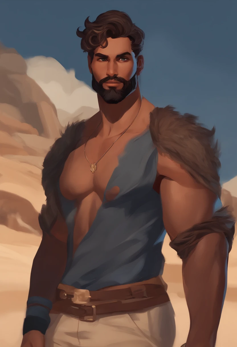 Personagem de desenho animado de um homem magro e pele clara, de olhos castanhos e cabelos pretos curto, com pouca barba, que gosta de esportes, usando uma camisa azul, um personagem animado, Caractere estilizado