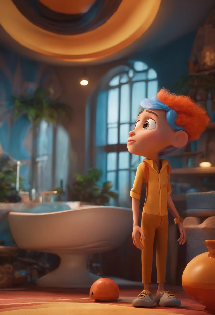 Um arquiteto de sonhos futurista, mas realista, inspired by Pixar animation, de perto. The character takes center stage with captivating facial expressions, oferecendo um toque de irrealidade.