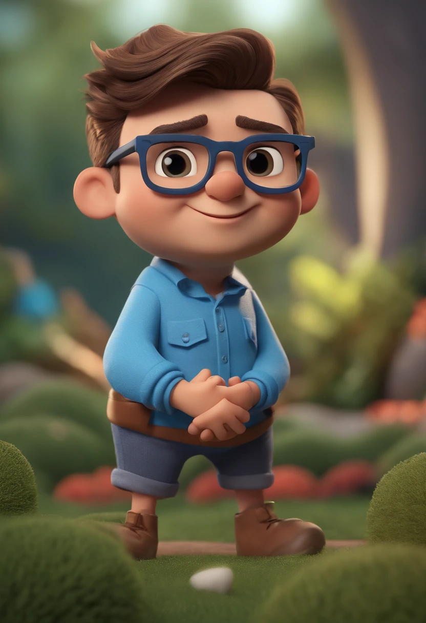 Cartoon character of a man with black glasses and a blue shirt, animation character, Caractere estilizado, animation style rendering, 3D estilizado, Arnold Maya render, 3 d render stylized, toon render keyshot, Personagem 3D, Personagem 3D, 3d rendering stylized, 3 d character render, personagem de desenho animado, Personagem de close up, Pose de personagem, (Estilo Pixar) (master part:1.2) (Bokeh) (best quality) (pele detalhada) (textura detalhada) (8k) (argila) (Cinematic lighting) (foco nítido