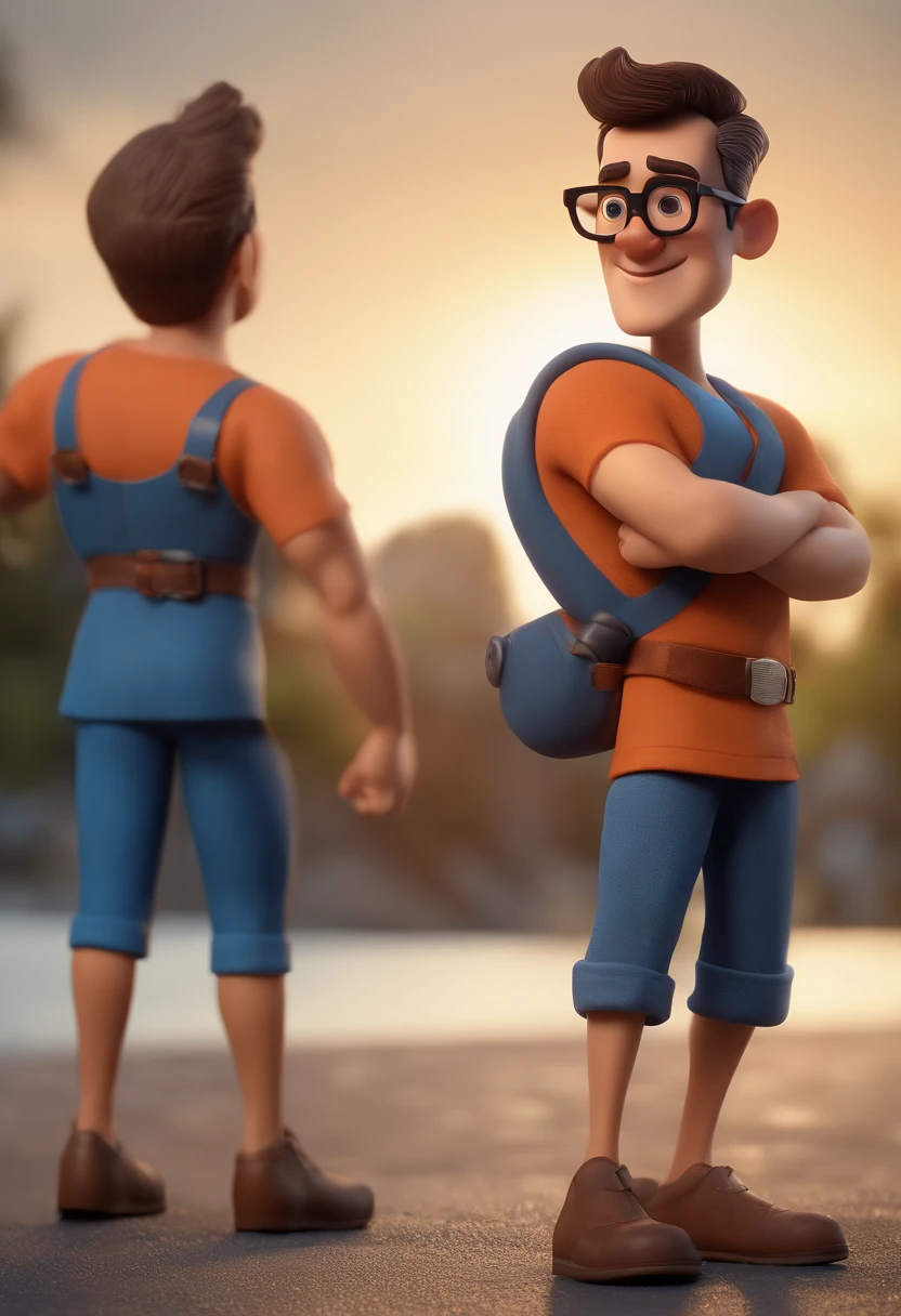 Cartoon character of a man with black glasses and a blue shirt, animation character, Caractere estilizado, animation style rendering, 3D estilizado, Arnold Maya render, 3 d render stylized, toon render keyshot, Personagem 3D, Personagem 3D, 3d rendering stylized, 3 d character render, personagem de desenho animado, Personagem de close up, Pose de personagem,  (Estilo Pixar) (master part:1.2) (Bokeh) (best quality) (pele detalhada) (textura detalhada) (8k) (argila) (Cinematic lighting) (foco nítido