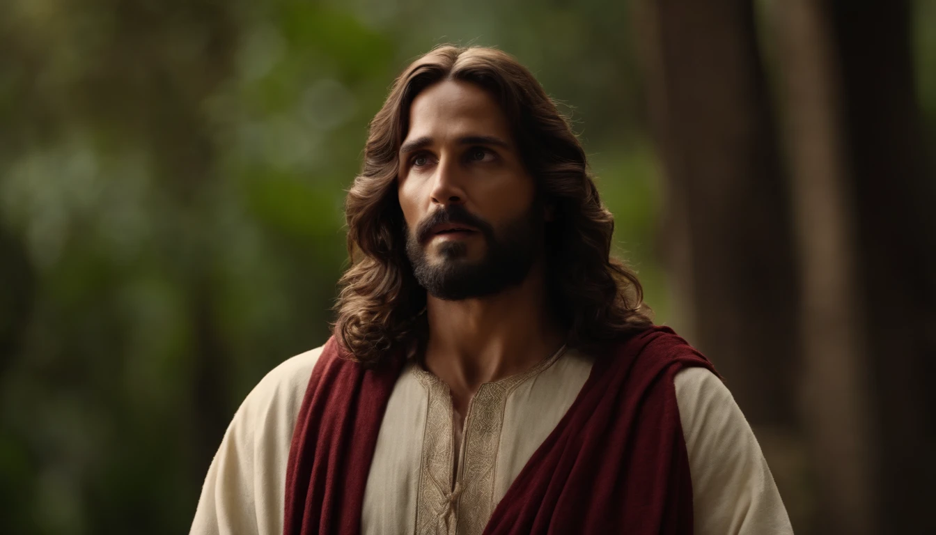 jesus cristo olhando para o interlocutor, olhando para a camera com serenidade