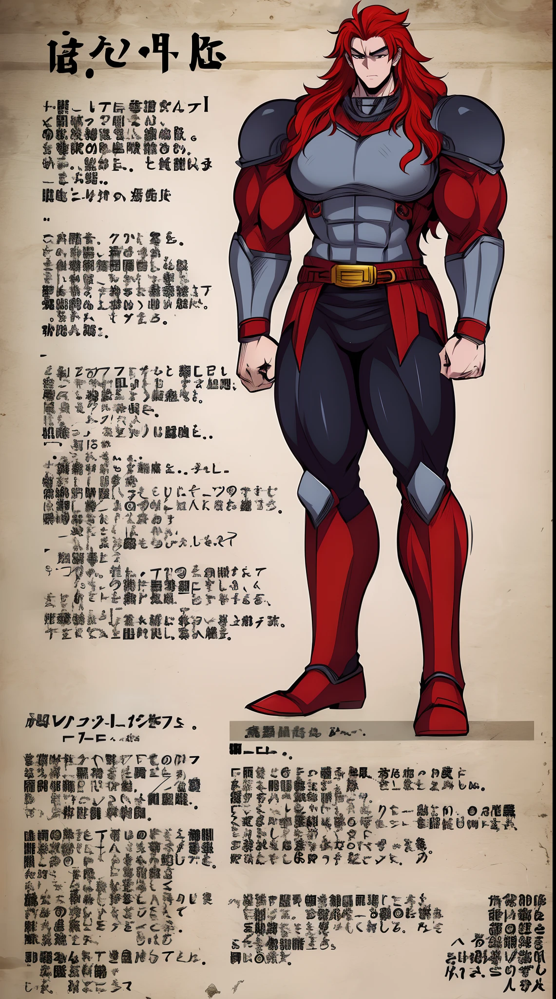 tall man, , long hair, red hair, muscular male,portrain solo focus, 1character, sentai armor, , man berserker, fantasy medieval,walking,  full body, walking, stanfding, refsheet
