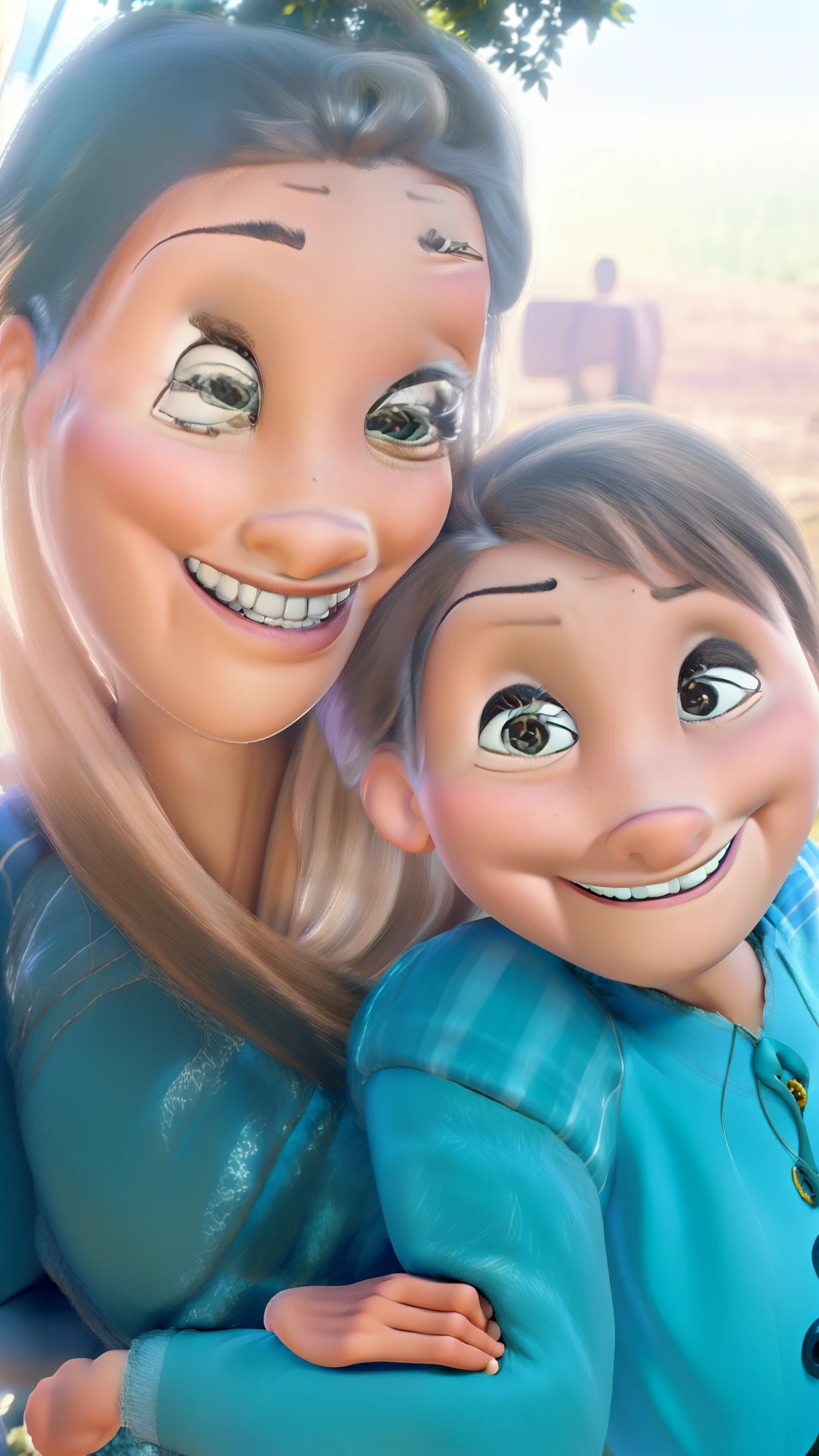Obra Prima Estilo Pixar, Hug mother and son. Mother, 31 years old and Son, 6 years old