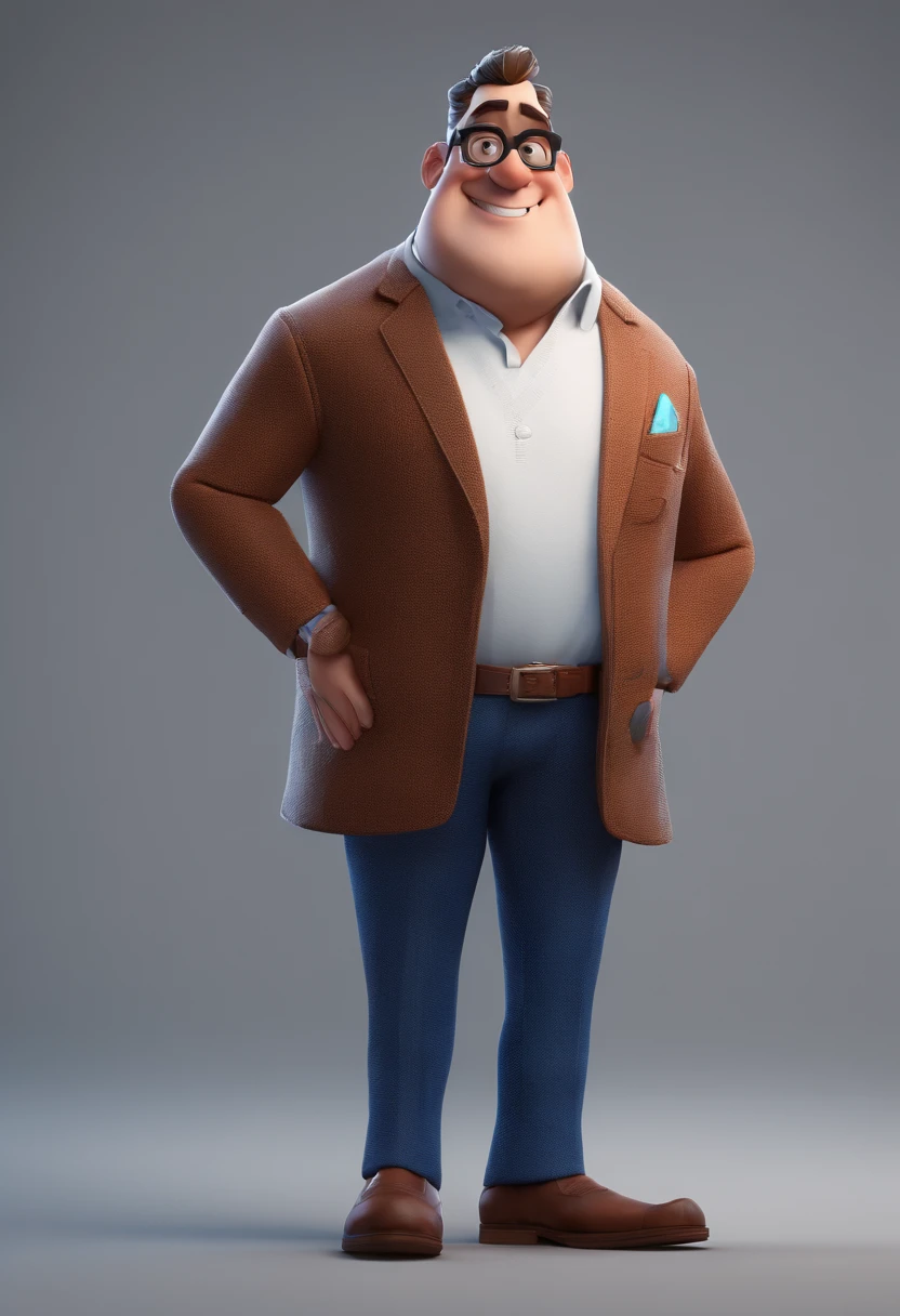 Cartoon character of a man with black glasses and a blue shirt, animation character, Caractere estilizado, animation style rendering, 3D estilizado, Arnold Maya render, 3 d render stylized, toon render keyshot, Personagem 3D, Personagem 3D, 3d rendering stylized, 3 d character render, personagem de desenho animado, Personagem de close up, Pose de personagem, (Estilo Pixar) (master part:1.2) (Bokeh) (best quality) (pele detalhada) (textura detalhada) (8k) (argila) (Cinematic lighting) (foco nítido