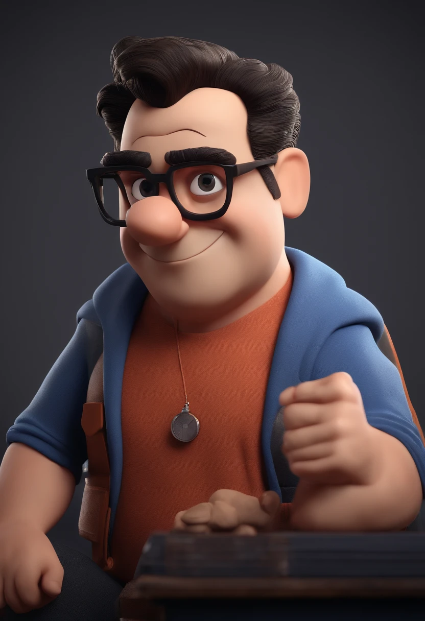 Cartoon character of a man with black glasses and a blue shirt, animation character, Caractere estilizado, animation style rendering, 3D estilizado, Arnold Maya render, 3 d render stylized, toon render keyshot, Personagem 3D, Personagem 3D, 3d rendering stylized, 3 d character render, personagem de desenho animado, Personagem de close up, Pose de personagem, (Estilo Pixar) (master part:1.2) (Bokeh) (best quality) (pele detalhada) (textura detalhada) (8k) (argila) (Cinematic lighting) (foco nítido
