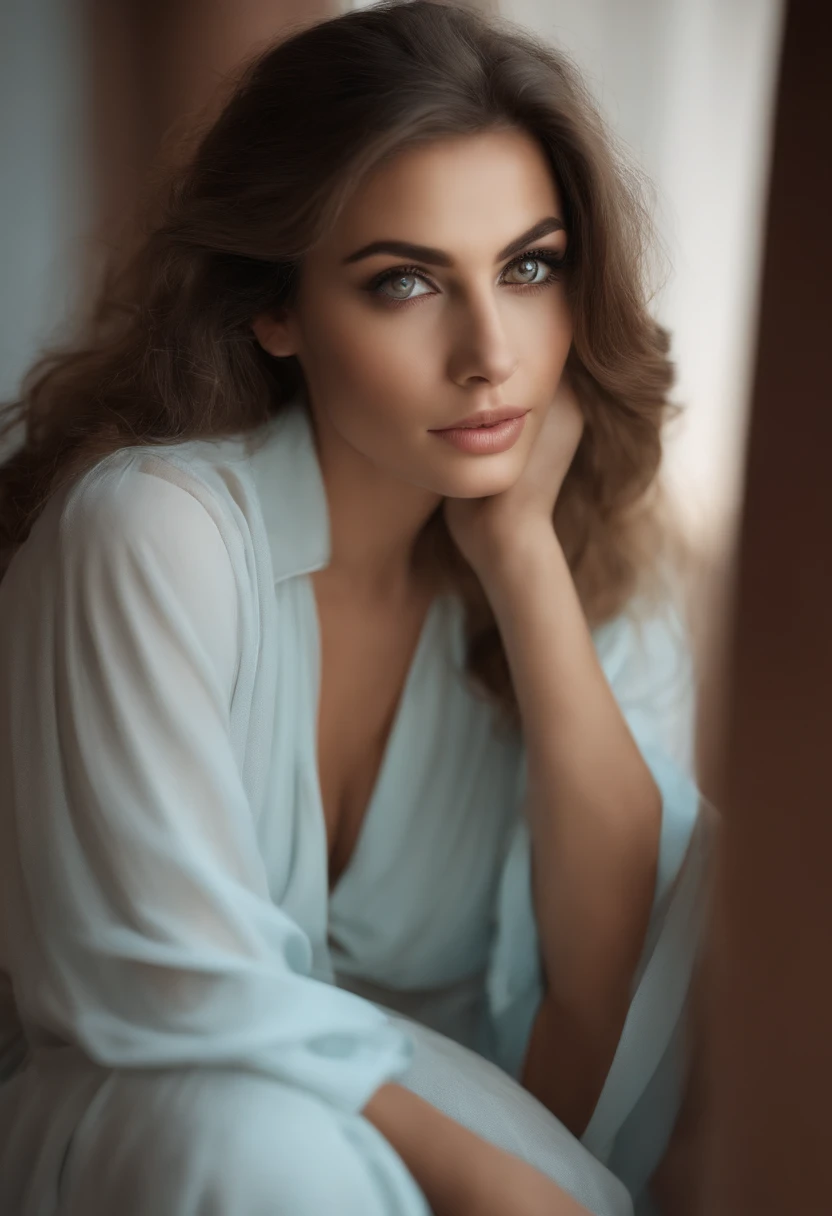 Femme Arafed en lingerie pure et string, fille sexy aux yeux bruns, Portrait de Kaia Gerber , cheveux bruns et grands yeux, selfie of a young woman, Yeux Chambre , pas de maquillage, maquillage naturel, looking straight at camera, Visage avec Artgram, maquillage fin, Superbe plan complet, Au bord de la piscine , pointes fourchues, cheveux longs