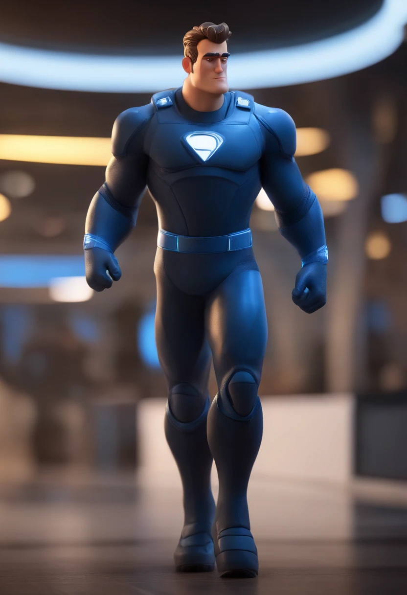 personagem dos desenhos animados de um homem semi calvo e uma camisa azul, animation character, Caractere estilizado, animation style rendering, 3D estilizado, Arnold Maya render, 3 d render stylized, toon render keyshot, Personagem 3D, Personagem 3D, 3d rendering stylized, 3 d character render, personagem de desenho animado, Personagem de close up, Pose de personagem, (Estilo Pixar) (master part:1.2) (Bokeh) (best quality) (pele detalhada) (textura detalhada) (8k) (argila) (Cinematic lighting) (foco nítido