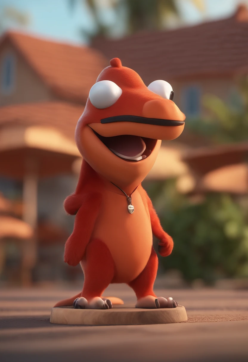 personagem dos desenhos animados de um um coelho branco de corpo inteiro com um grande e largo sorriso com os dentes superiores aparentes, grandes olhos castanhos escuro , wearing a chef's hat on his head, Wearing a chef's dolman in red maple color with chrome buttons, animation character, Caractere estilizado, animation style rendering, 3D estilizado, Arnold Maya render, 3 d render stylized, toon render keyshot, Personagem 3D, Personagem 3D, 3d rendering stylized, 3 d character render, personagem de desenho animado, Personagem de close up, Pose de personagem, (Estilo Pixar) (master part:1.2) (Bokeh) (best quality) (pele detalhada) (textura detalhada) (8k) (argila) (Cinematic lighting) (sharp-focused, a brand logo written on Filhão Pizzas