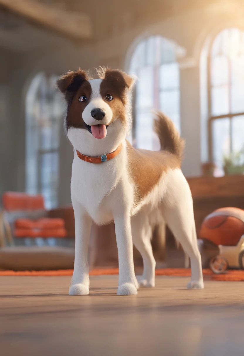 Estilo Pixar: dogs, one border collie male, one Jack Russell terrier with low hair, one Jack Russell terrier with long hair