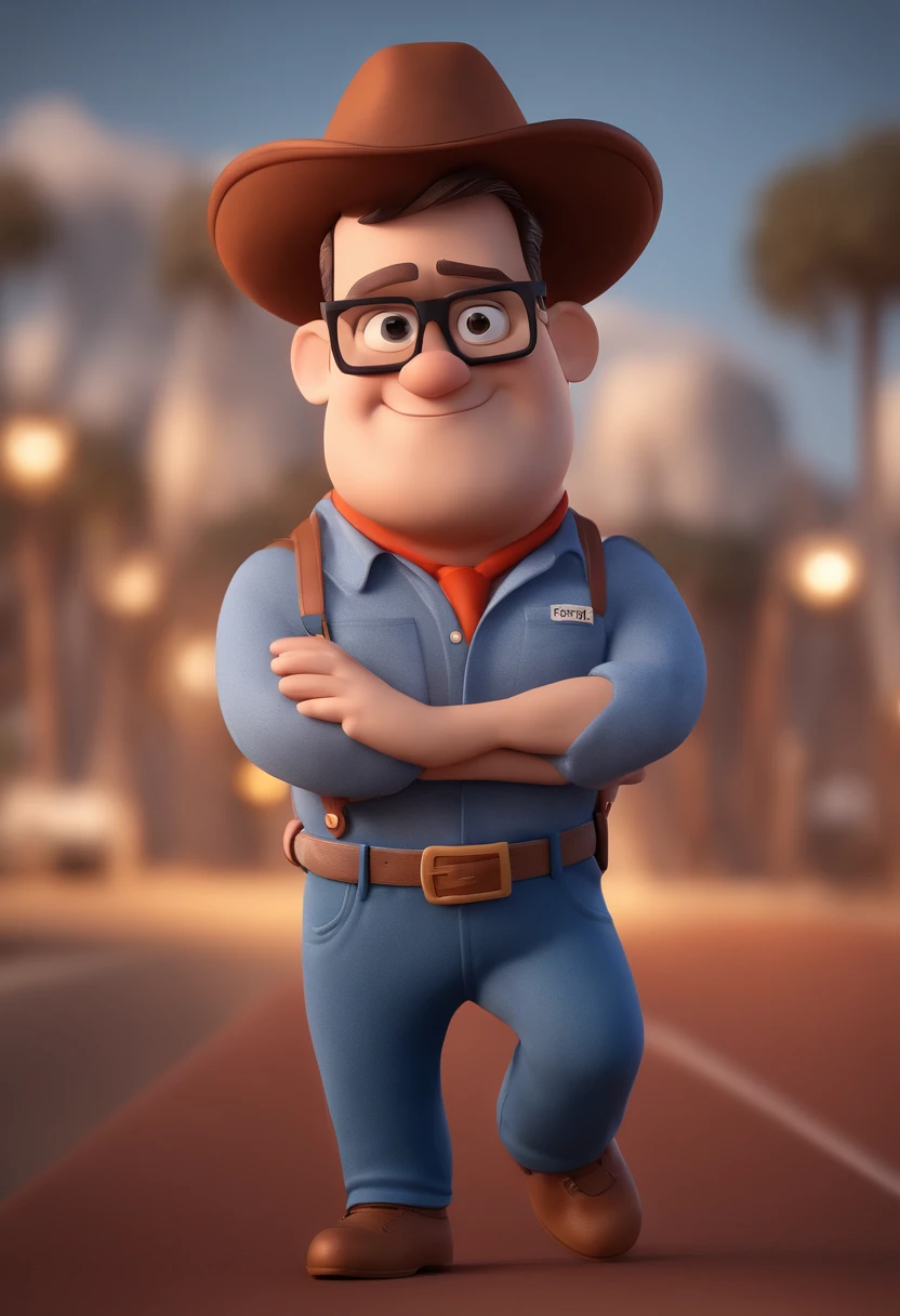 Cartoon character of a man with black glasses and a blue shirt, animation character, Caractere estilizado, animation style rendering, 3D estilizado, Arnold Maya render, 3 d render stylized, toon render keyshot, Personagem 3D, Personagem 3D, 3d rendering stylized, 3 d character render, personagem de desenho animado, Personagem de close up, Pose de personagem, (Estilo Pixar) (master part:1.2) (Bokeh) (best quality) (pele detalhada) (textura detalhada) (8k) (argila) (Cinematic lighting) (foco nítido