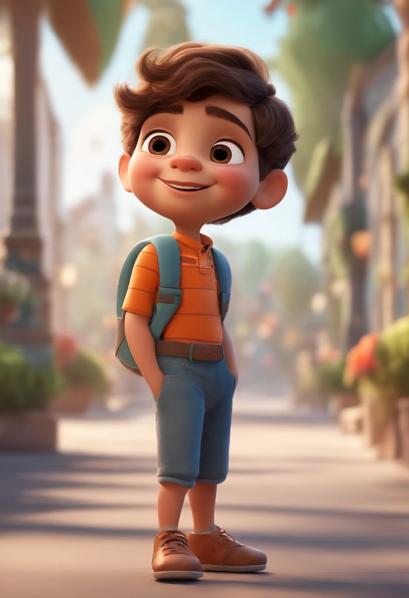 a happy cute standing short hair, vestindo uma fantasia espacial, , fundo branco, barnet, Tom, Estilo Pixar, ....3d, desenhos animados, rosto detalhado, asymmetrical 16k