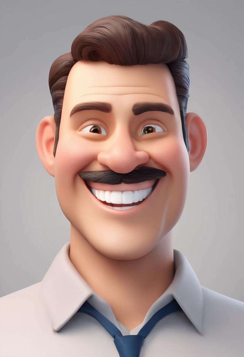 Smiling Man Illustration, sorriso insano, Homem de pele marrom com um sorriso gigante, happily smiling at the camera, sorriso atrevido, he's smiling, sorriso muito grande, Macho sorridente, foto de perfil headshot, rindo sorriso enorme, desenhando no estilo de Arte 3D, c4d, fundo de cor branco puro, estilo disney, estilo pixar render ilustracao Super Detalhe, 8k