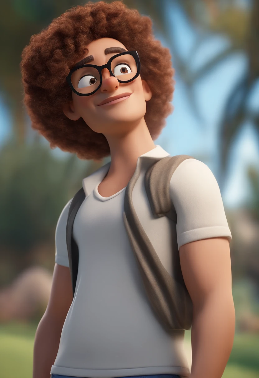 Cartoon character of a man wearing black glasses and a blue shirt, um personagem animado, Caractere estilizado, animation style rendering, 3D estilizado, Arnold Maya render, 3 d render stylized, toon render keyshot, Personagem 3D, Personagem 3D, 3d rendering stylized, 3 d character render, personagem de desenho animado, Personagem de close up, Pose de personagem, (Estilo Pixar) (master part:1.2) (Bokeh) (best quality) (pele detalhada) (textura detalhada) (8k) (argila) (Cinematic lighting) (foco nítido,Senta e vaza a parte superior do corpo