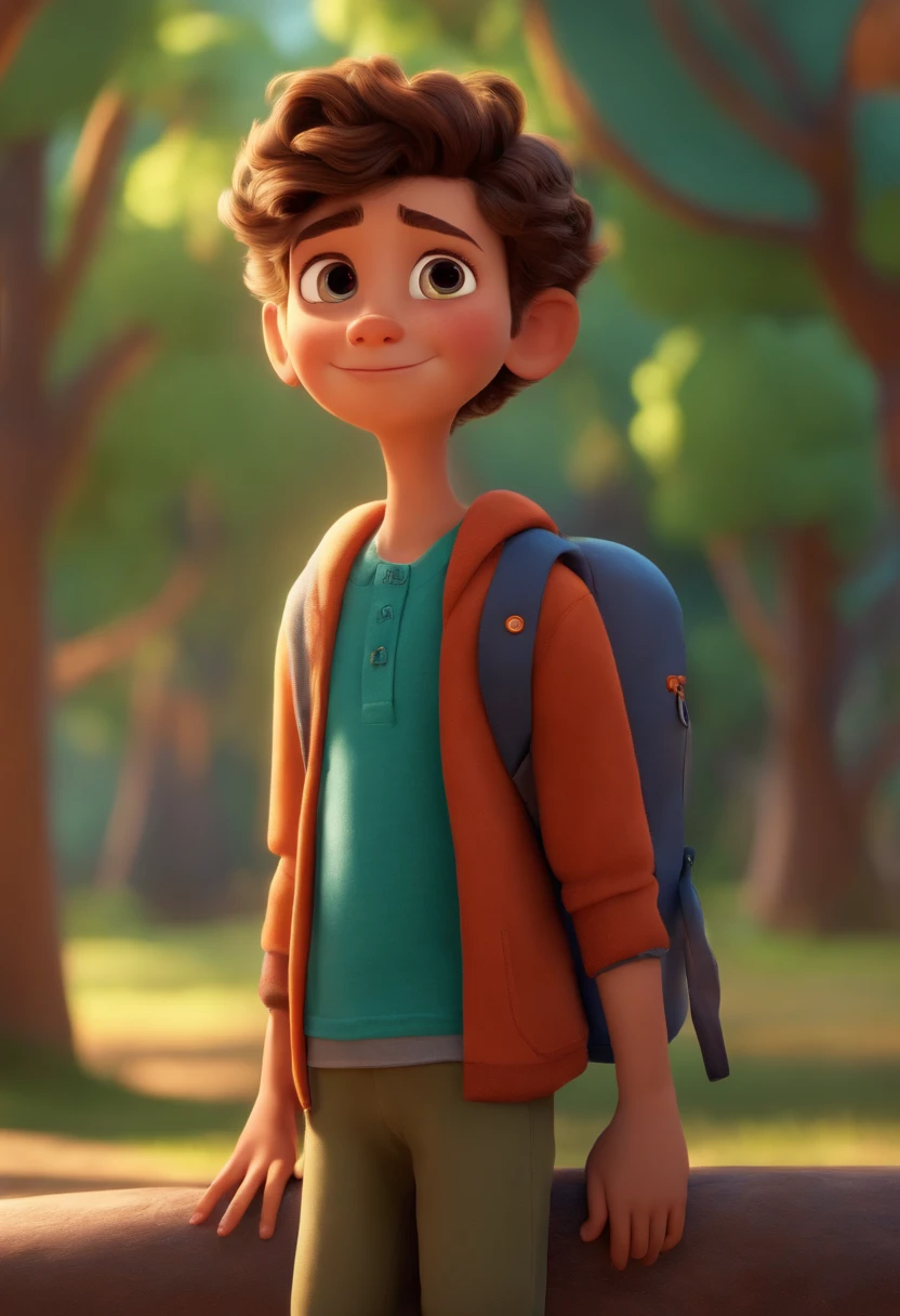 Image of a boy for a story in a YouTube video in Pixar format, He's the allabester, He's the class leader, He's outgoing, Playful and gets up for a lot of things