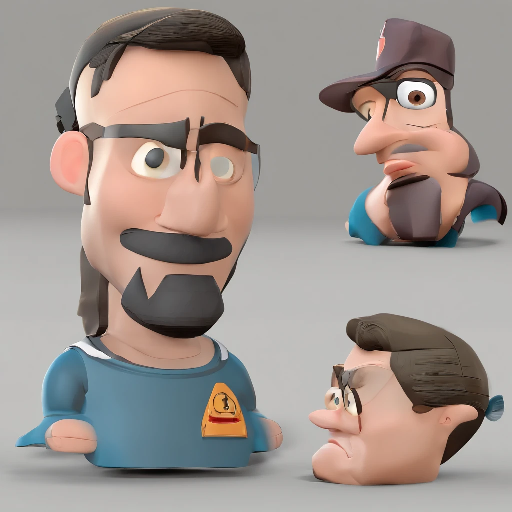 Criar um personagem no estilo Pixar. Trata-se de um homem de 30 anos, com barba, Branco, careca e de regata e olhos castanhos. Ele deve estar na frente de um espelho na academia