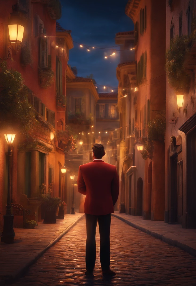 A city councilman looking at a dream project inspired by Pixar animation, de perto. The character takes center stage with captivating facial expressions, oferecendo um toque de irrealidade