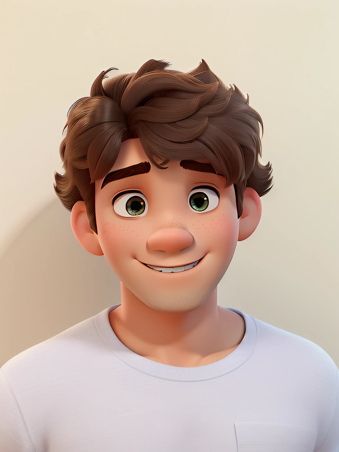 branco com cabelos cacheados estilo disney pixar, alta qualidade melhor qualidade