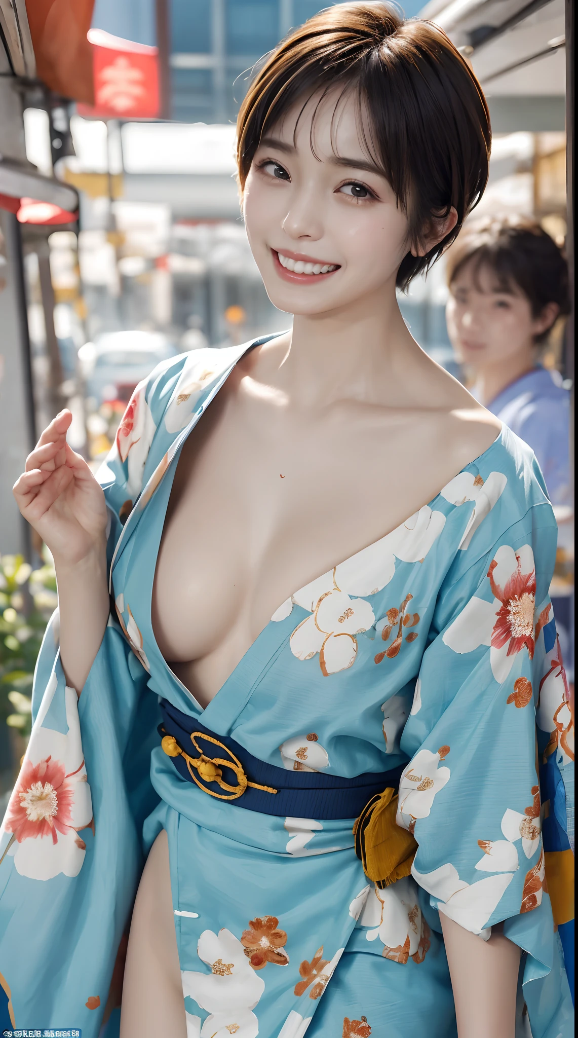 Pubic hair grows、Smile full of happiness、((()))、、、Panting face、Lacking、After being attacked、Sweating、Expression in a state of excitement、short-hair、eye glass、Floral kimono、(((The lower part of the body is bare)))、