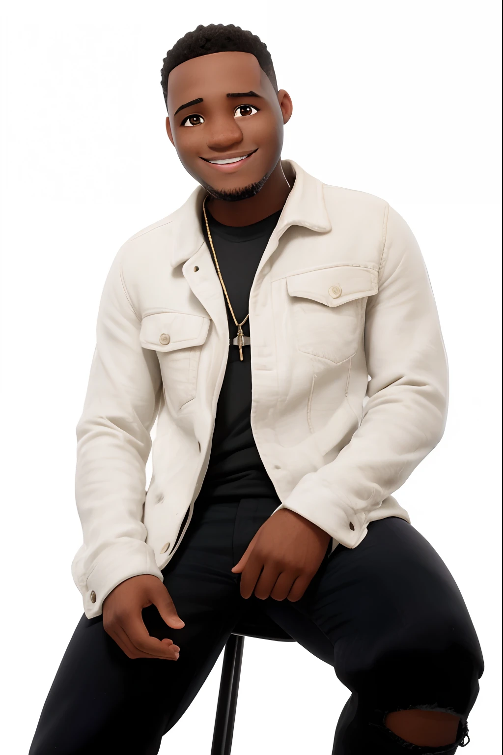 black guy smiling, short hair, pretty face