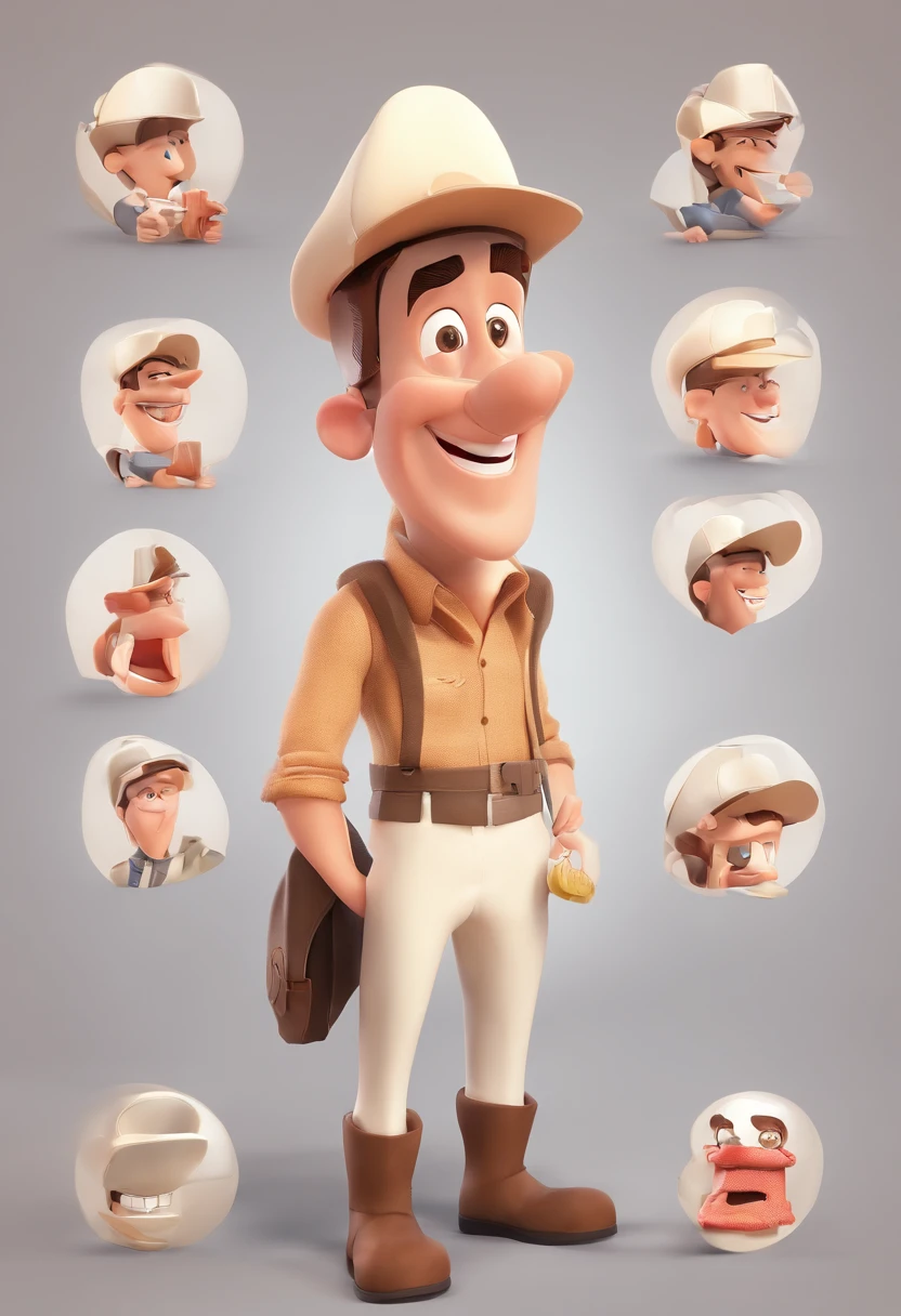 Smiling Man Illustration, sorriso insano, Homem de pele marrom com um sorriso gigante, happily smiling at the camera, sorriso atrevido, he's smiling, sorriso muito grande, Macho sorridente, foto de perfil headshot, rindo sorriso enorme, desenhando no estilo de Arte 3D, c4d, fundo de cor branco puro, estilo disney, estilo pixar render ilustracao Super Detalhe, 8k