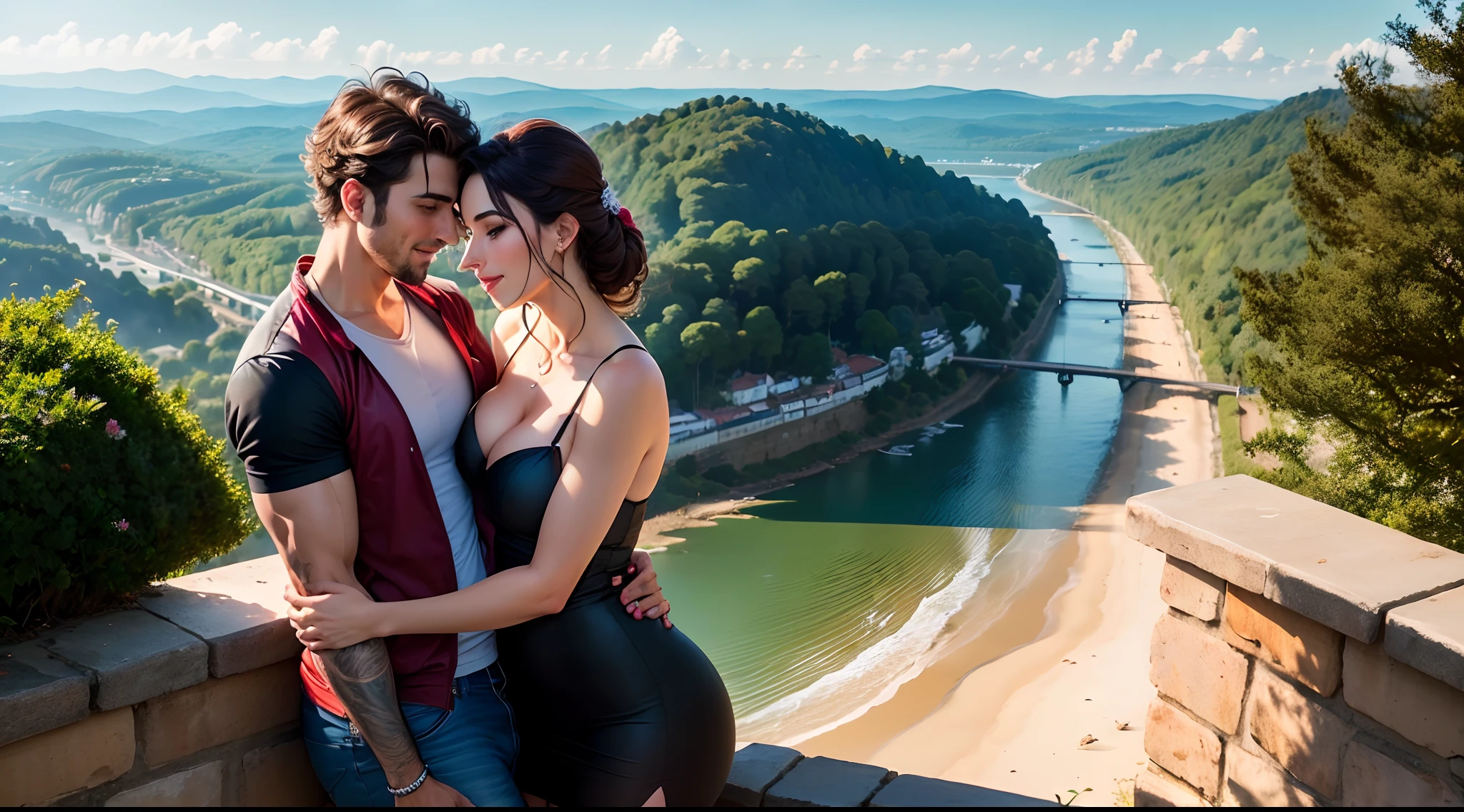 Um casal embaixo da torre eifel