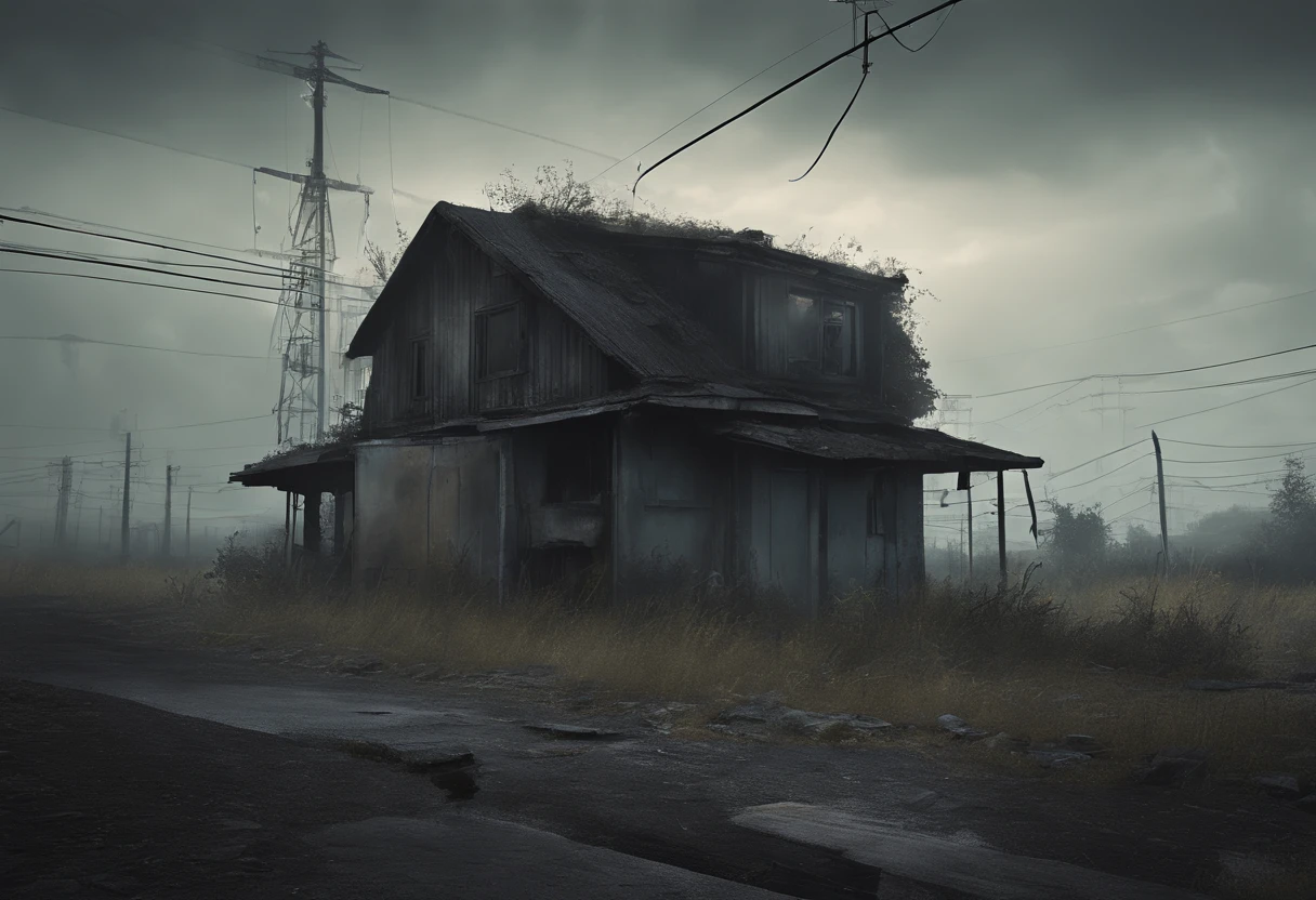 (best quality,4k,8k,highres,masterpiece:1.2),ultra-detailed,(realistic,photorealistic,photo-realistic:1.37),Stalker Zone,Chernobyl,Nuclear rain,radiation,dangerous atmosphere,dystopian landscape,stark contrast,mysterious aura,dim lighting,desolated buildings,overgrown vegetation,dusty atmosphere,abandoned vehicles,ruined infrastructure,cracks on the ground,damaged walls,peeling paint,foggy surroundings,polluted air,decaying environment,restricted access signs,lurking danger,masked figures,ominous clouds,warned gas masks,radioactive materials,contaminated water sources,heavy radiation warnings,creepy silence,haunting stillness,post-apocalyptic ambiance,uncertain future,forbidden trespass,atechnological ruins,fallen civilization,instant death lurking,breathtaking desolation,unforgettable impact,otherworldly experience,energy anomalies,enthralling mystery,dark secrets,emerging horror,hidden treasures,survival instincts,lost hope,remnants of past life,memories fading away,forgotten dreams,permeating gloom,hauntingly beautiful,unpredictable encounters,irradiated wilderness,chaotic aftermath,memories of tragedy,echoes of despair,ominous tales,emotional resonance,devastating consequences,abandoned memories,mystery