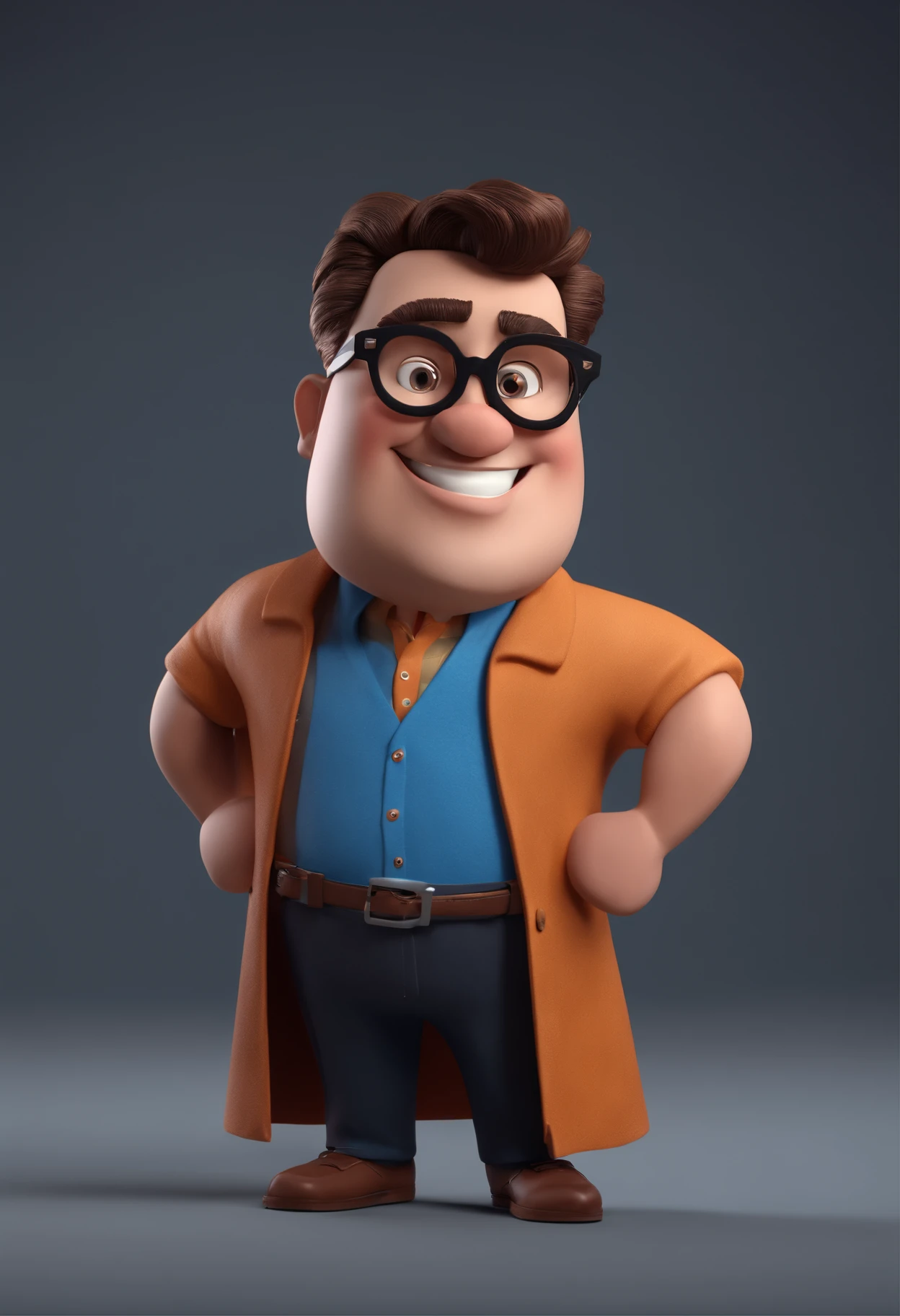Cartoon character of a man with black glasses and a blue shirt, animation character, Caractere estilizado, animation style rendering, 3D estilizado, Arnold Maya render, 3 d render stylized, toon render keyshot, Personagem 3D, Personagem 3D, 3d rendering stylized, 3 d character render, personagem de desenho animado, Personagem de close up, Pose de personagem, (Estilo Pixar) (master part:1.2) (Bokeh) (best quality) (pele detalhada) (textura detalhada) (8k) (argila) (Cinematic lighting) (foco nítido