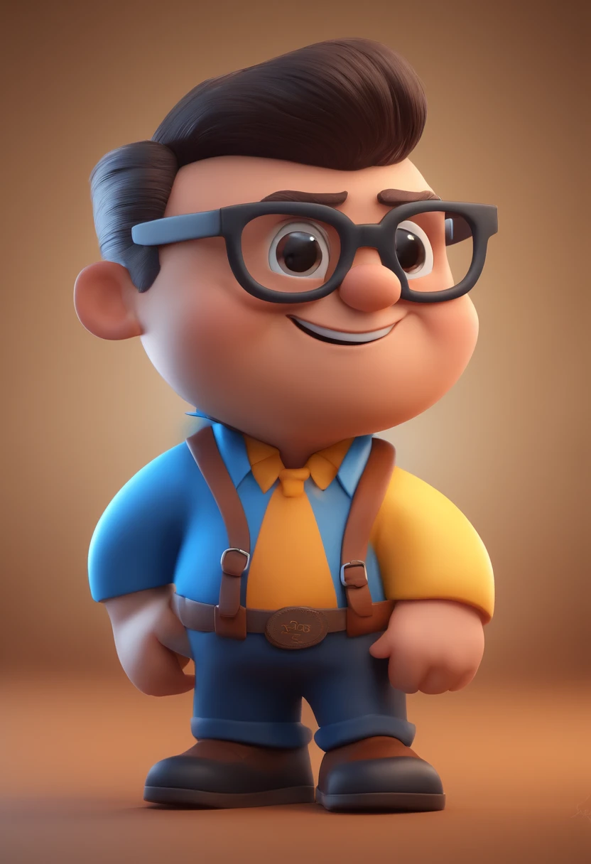 Cartoon character of a man with black glasses and a blue shirt, animation character, Caractere estilizado, animation style rendering, 3D estilizado, Arnold Maya render, 3 d render stylized, toon render keyshot, Personagem 3D, Personagem 3D, 3d rendering stylized, 3 d character render, personagem de desenho animado, Personagem de close up, Pose de personagem, (Estilo Pixar) (master part:1.2) (Bokeh) (best quality) (pele detalhada) (textura detalhada) (8k) (argila) (Cinematic lighting) (foco nítido