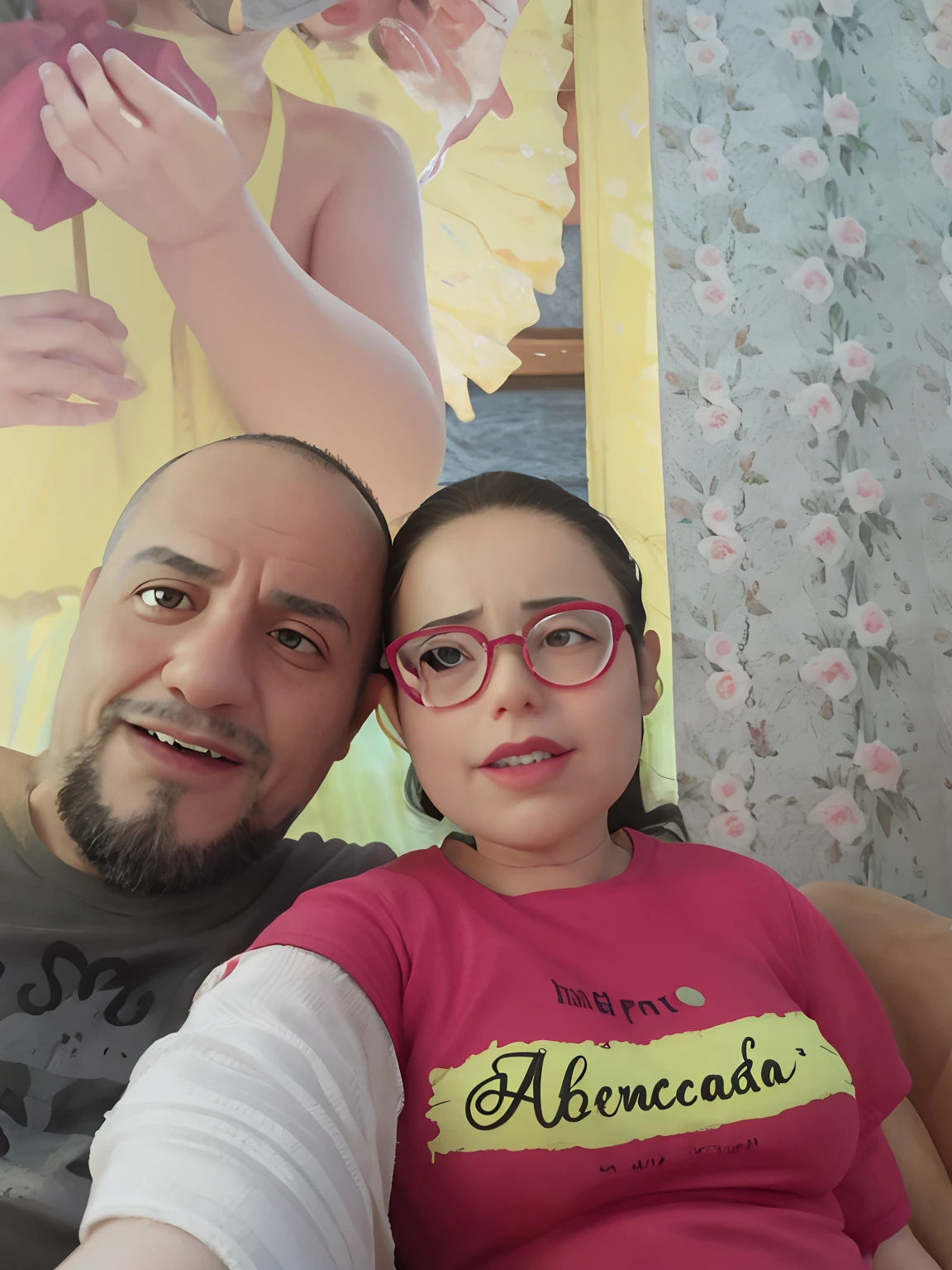 There's a man and a woman sitting together on a couch, Foto realista, Rosemary Ressendi, Jose Miguel Romano Francisca, imagem de qualidade muito baixa, adreas rocha, Alarcon Cartunista, andrea rocha, Carmelo Blandino, fotografia, imagem de perfil, 1614572159, with a 