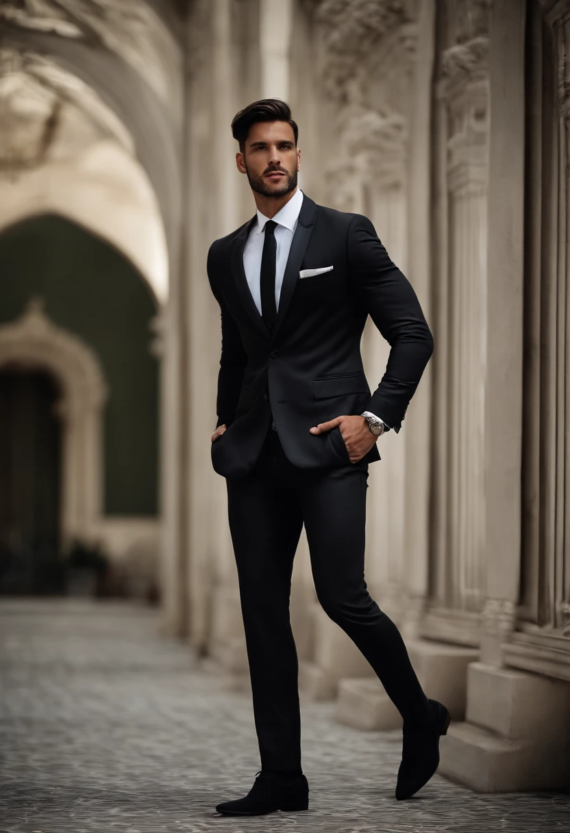 arafed man in a white shirt and black pants standing in a room, roupas sob medida, grey pants and black dress shoes, apelo masculino alta moda, vestido formal, Homem magro com pele negra, careca, Macho bonito, male proportions, bonito e elegante, black suit pants, modelo masculino, modelo posando, with a business suit on, bonito e atraente, fechar para cima, quarto