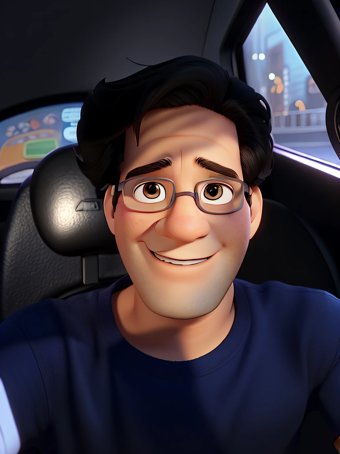 Menino seis anos, olhos claros, cartoon poster 3D filme Pixar.