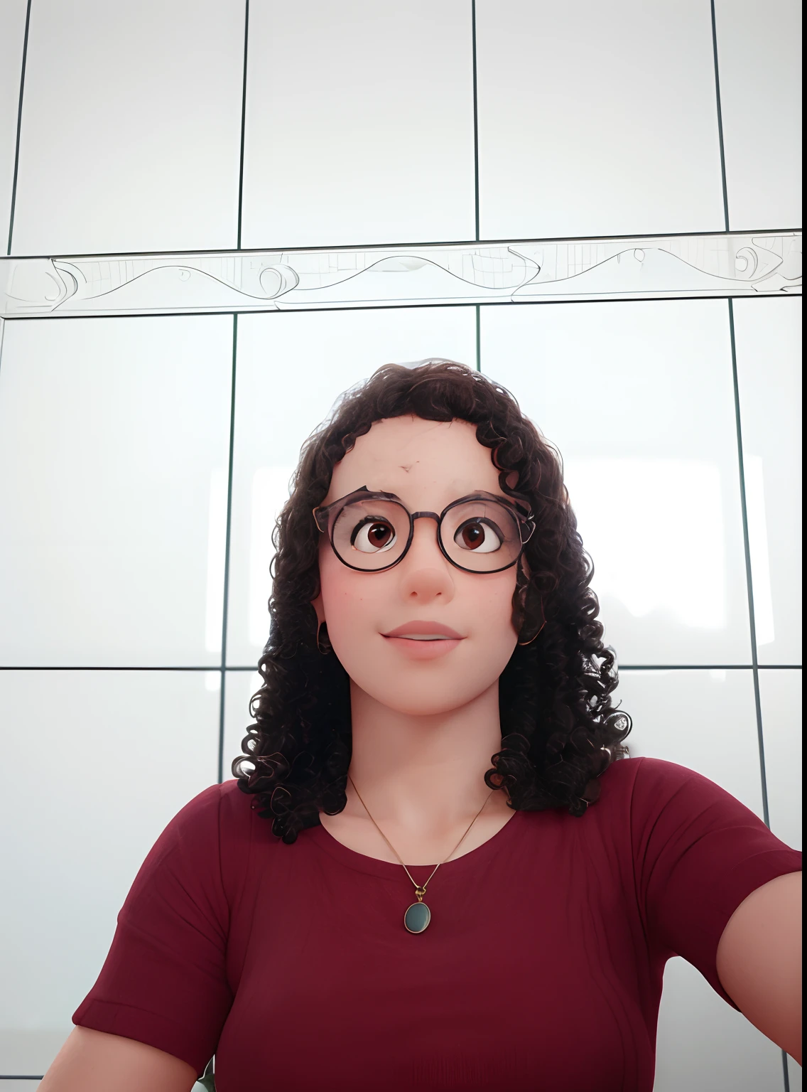(best quality,Alto,master part:1.2),Extremely detailed curly-haired girl with round glasses,olhos detalhados,lush lips,curly hair,beautiful facial features,girl with glasses,Bokeh,retrato,Realistic,colorido e vibrante,Soft lighting and Warm