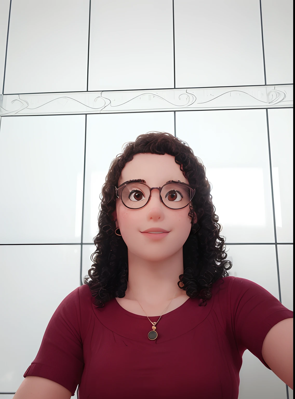 (best quality,Alto,master part:1.2),Extremely detailed curly-haired girl with round glasses,olhos detalhados,lush lips,curly hair,beautiful facial features,girl with glasses,Bokeh,retrato,Realistic,colorido e vibrante,Soft lighting and Warm