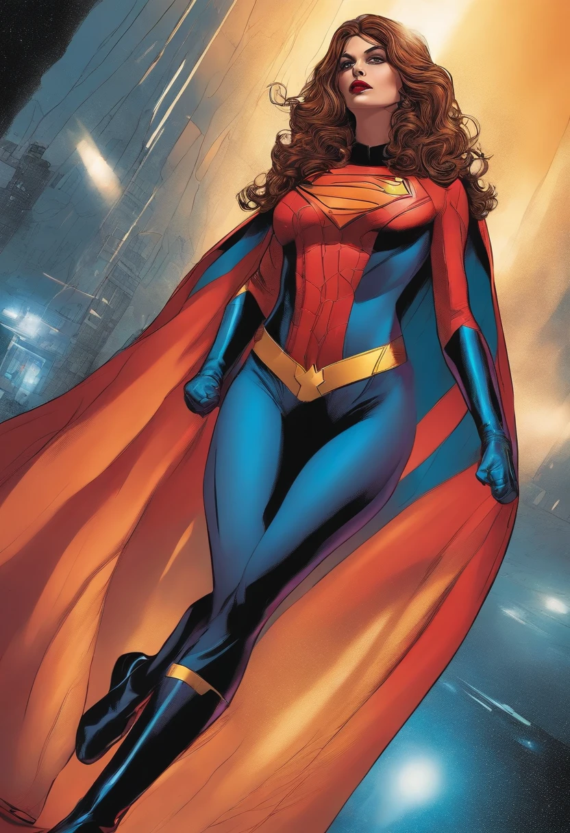 Superheroine wearing tight suit