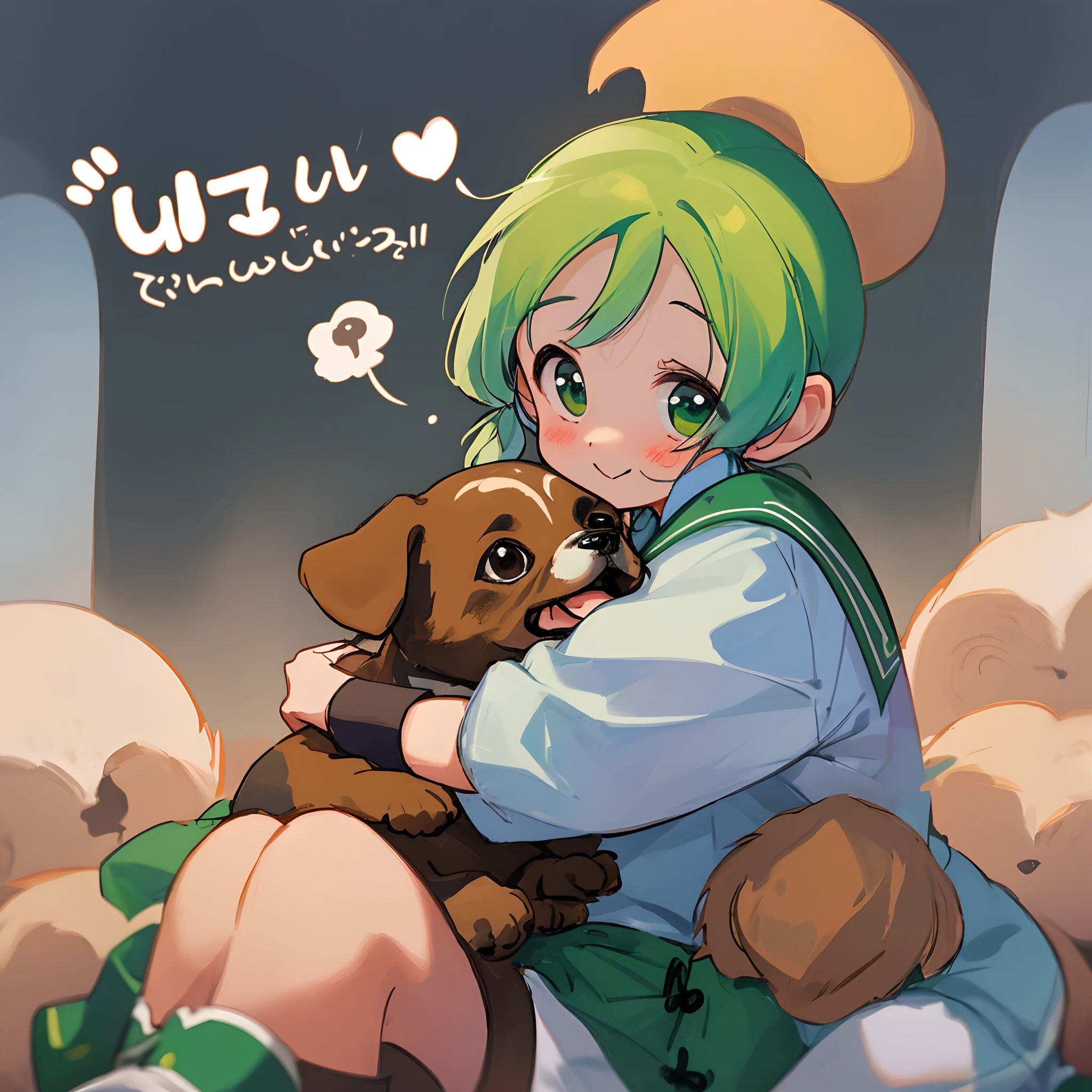 Um cachoro com um sorisa