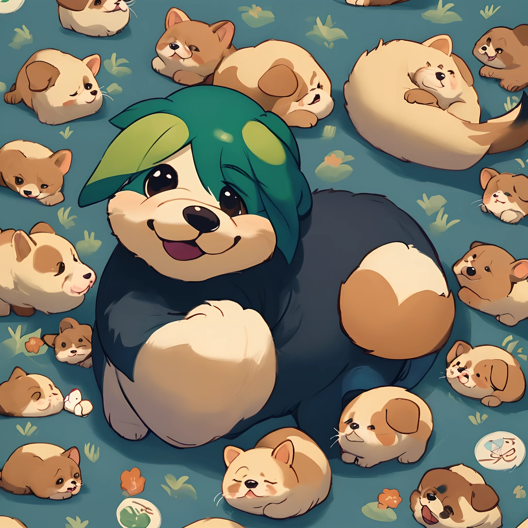 Um cachoro com um sorisa