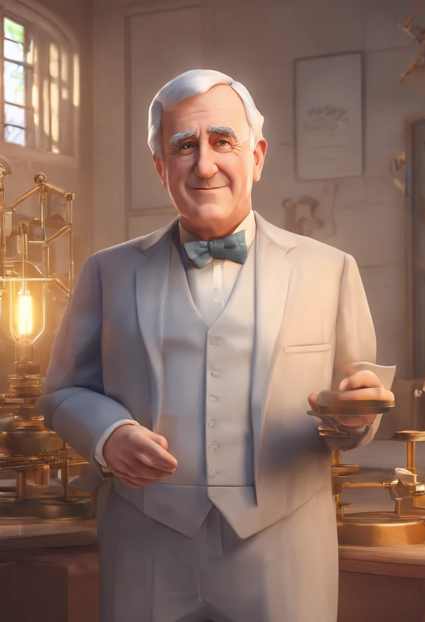 (CBZBB:1.25), portrait of illustration Thomas Edison, art-station, .cgi_animation,