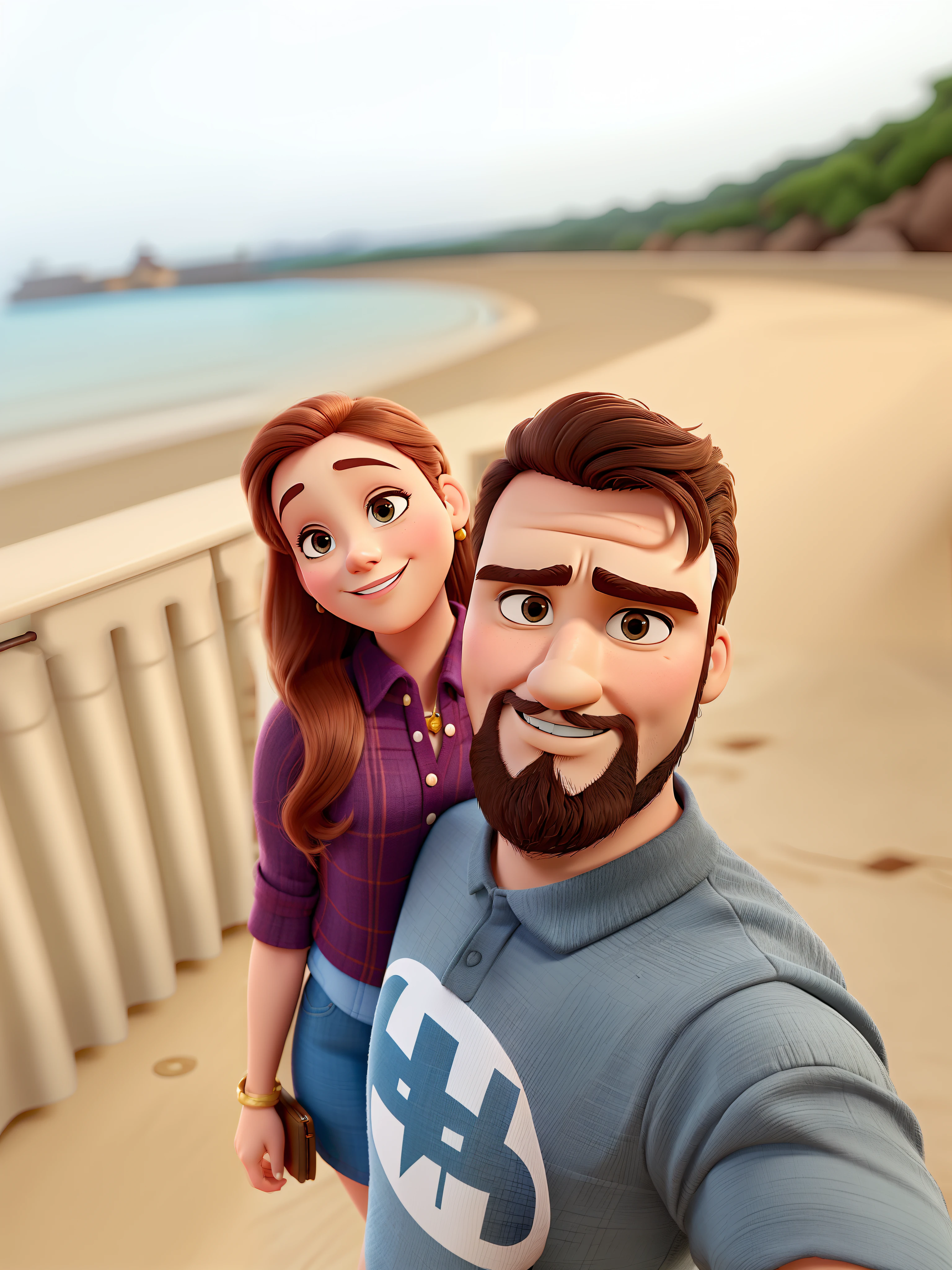 Casal (homem branco e mulher branca) no estilo Disney Pixar, alta qualidade, melhor qualidade.