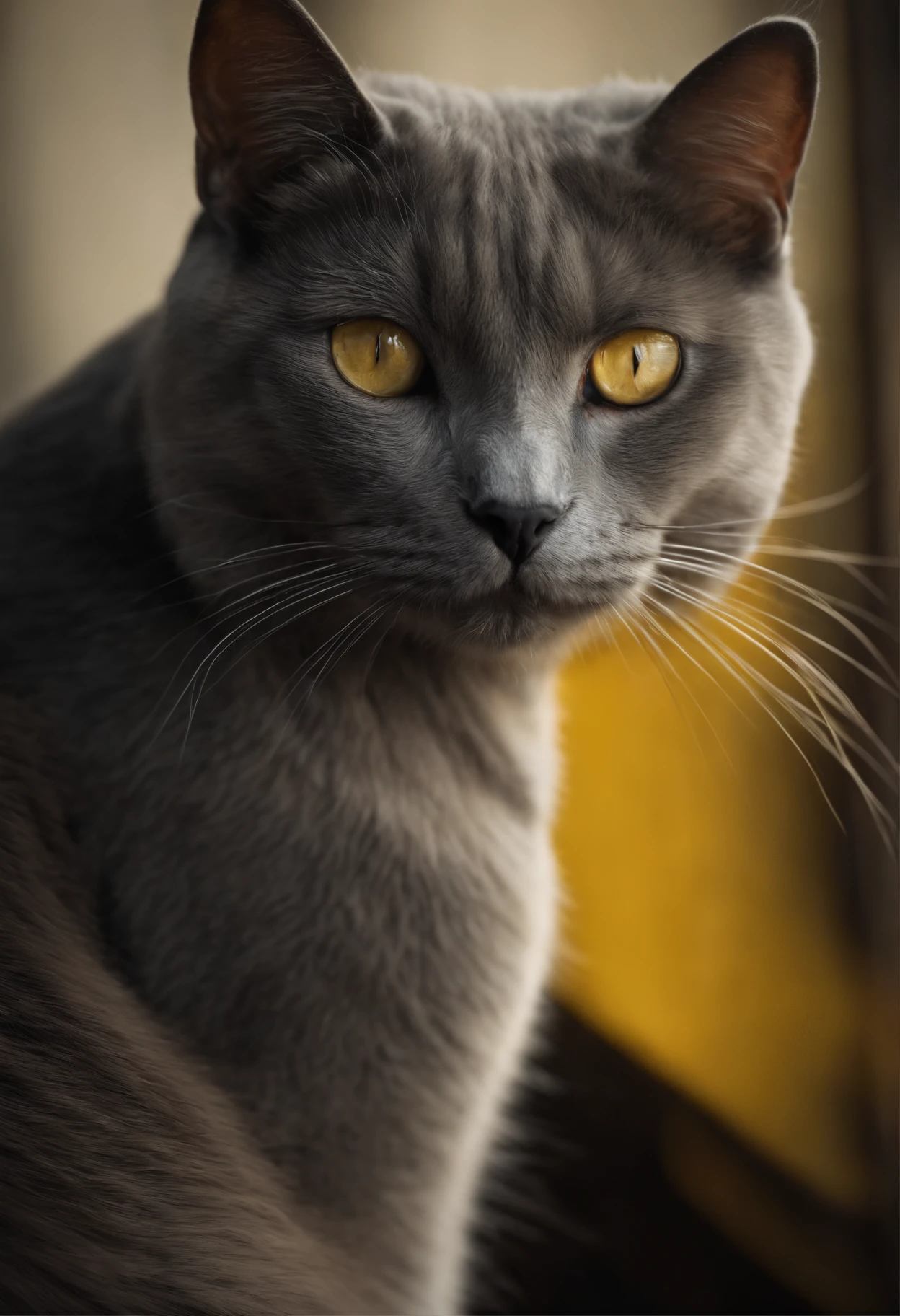 Yellow and grey cat
