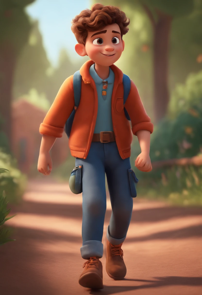 Image of a boy for a story in a YouTube video in Pixar format, He's the little allabester, He's the class leader, He's outgoing, Playful and gets up for a lot of things