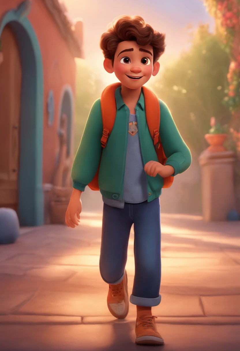 Image of a boy for a story in a YouTube video in Pixar format, He's the little allabester, He's the class leader, He's outgoing, Playful and gets up for a lot of things